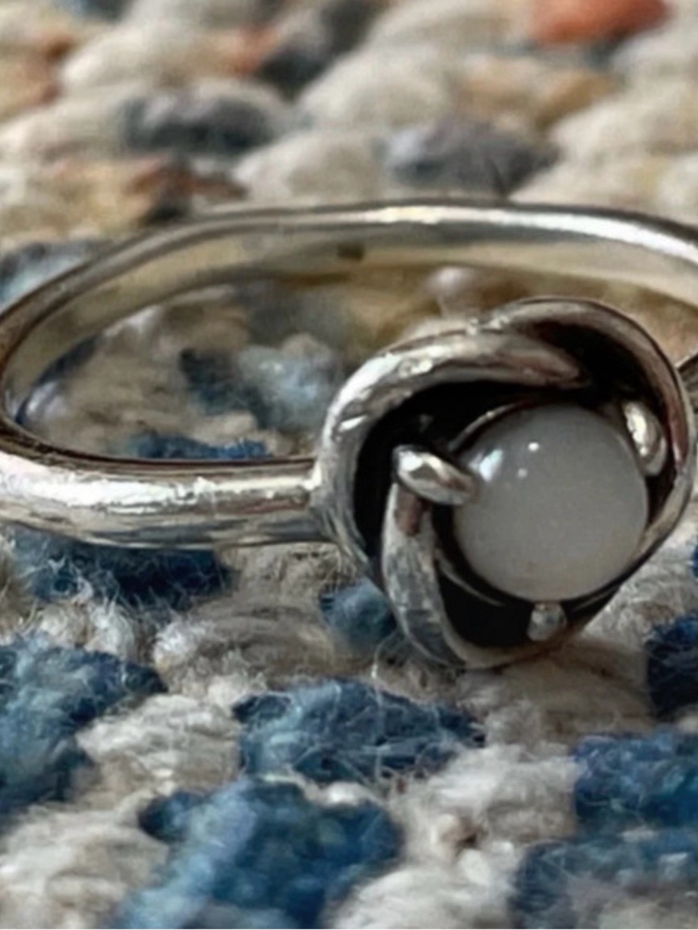 Pandora Silver Ring with White Pearl